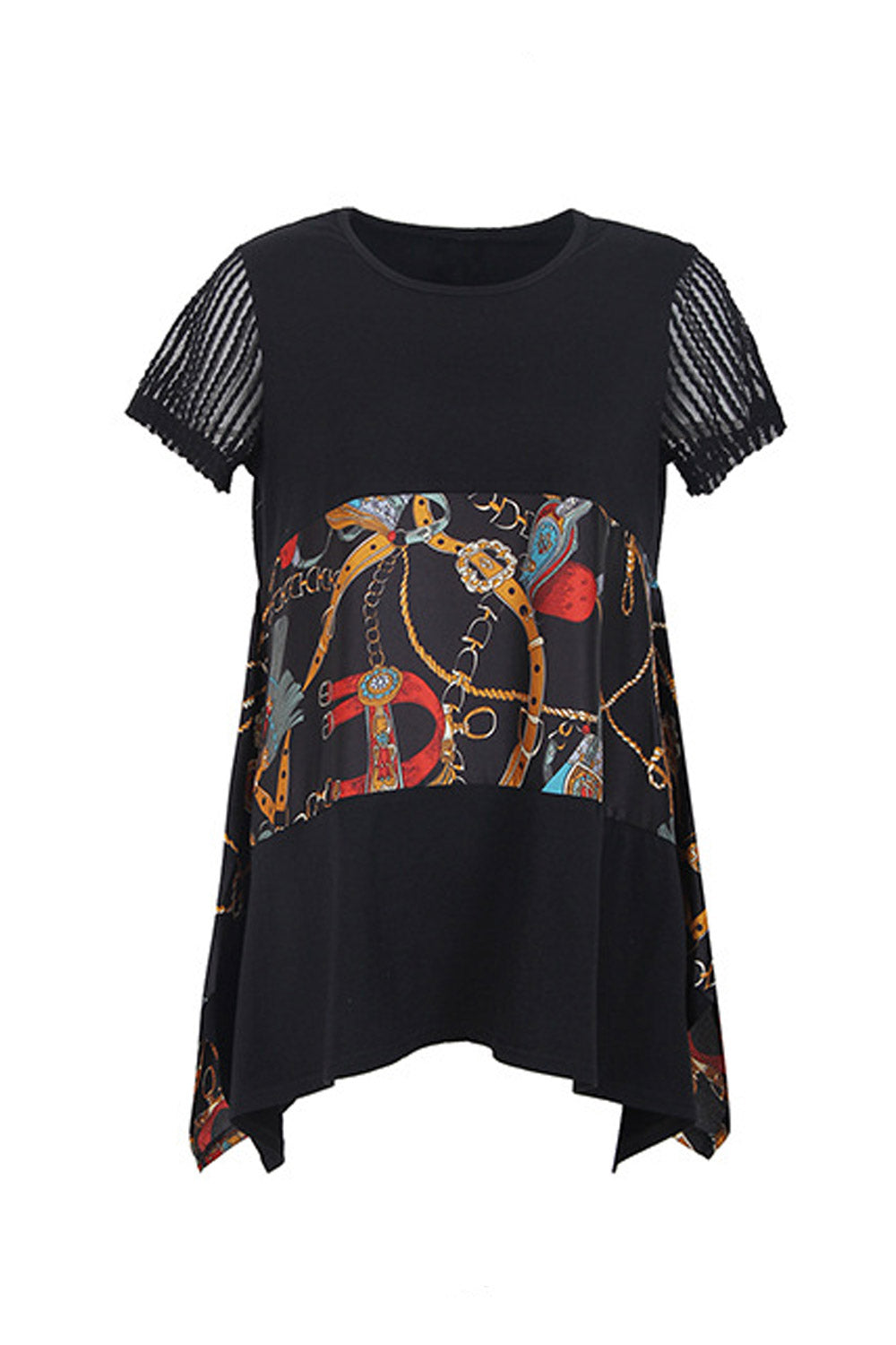 Women Loose Short Sleeve Irregular Top