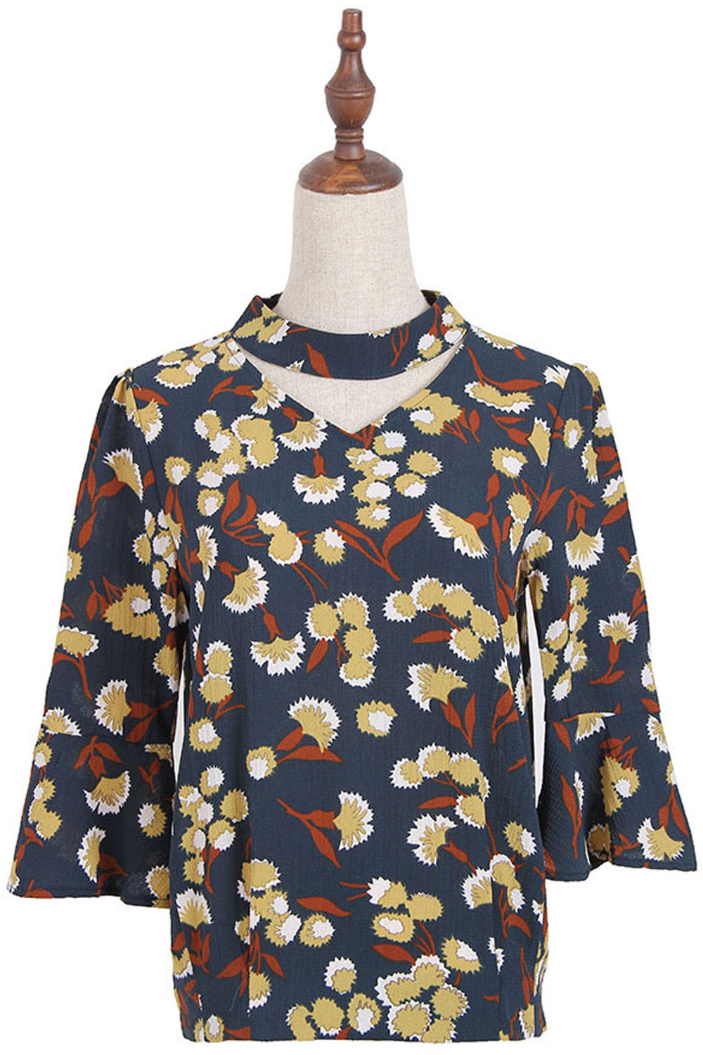 Women Printed Trumpet Sleeve Casual Top