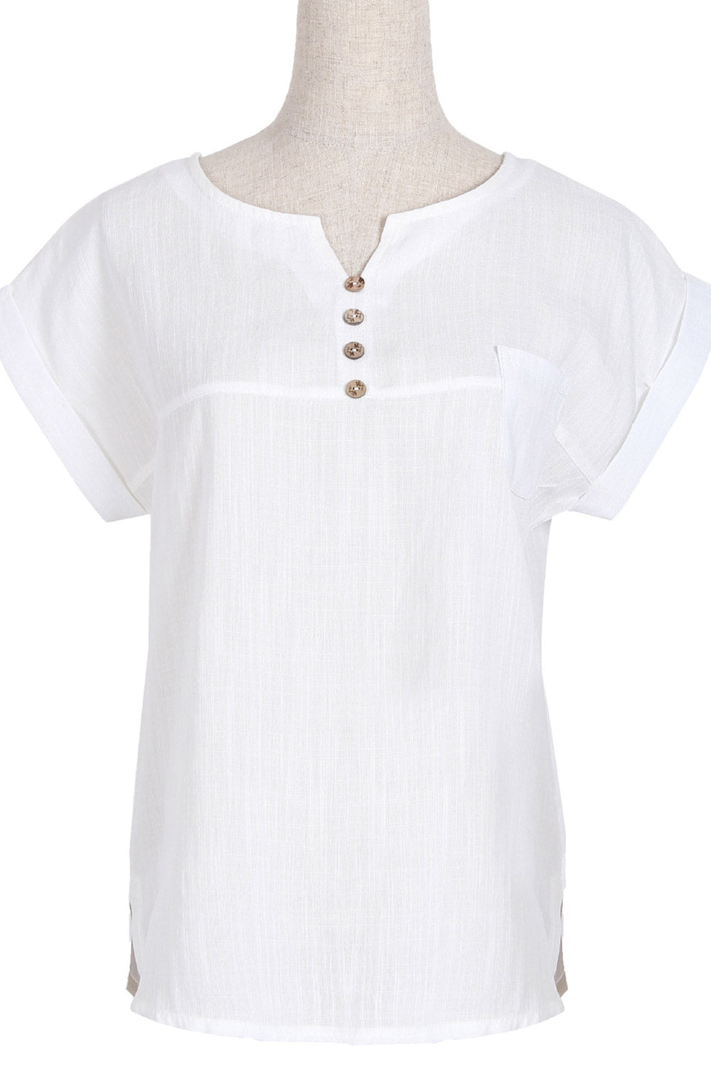 Women Loose Chest Pocket Fashion Top