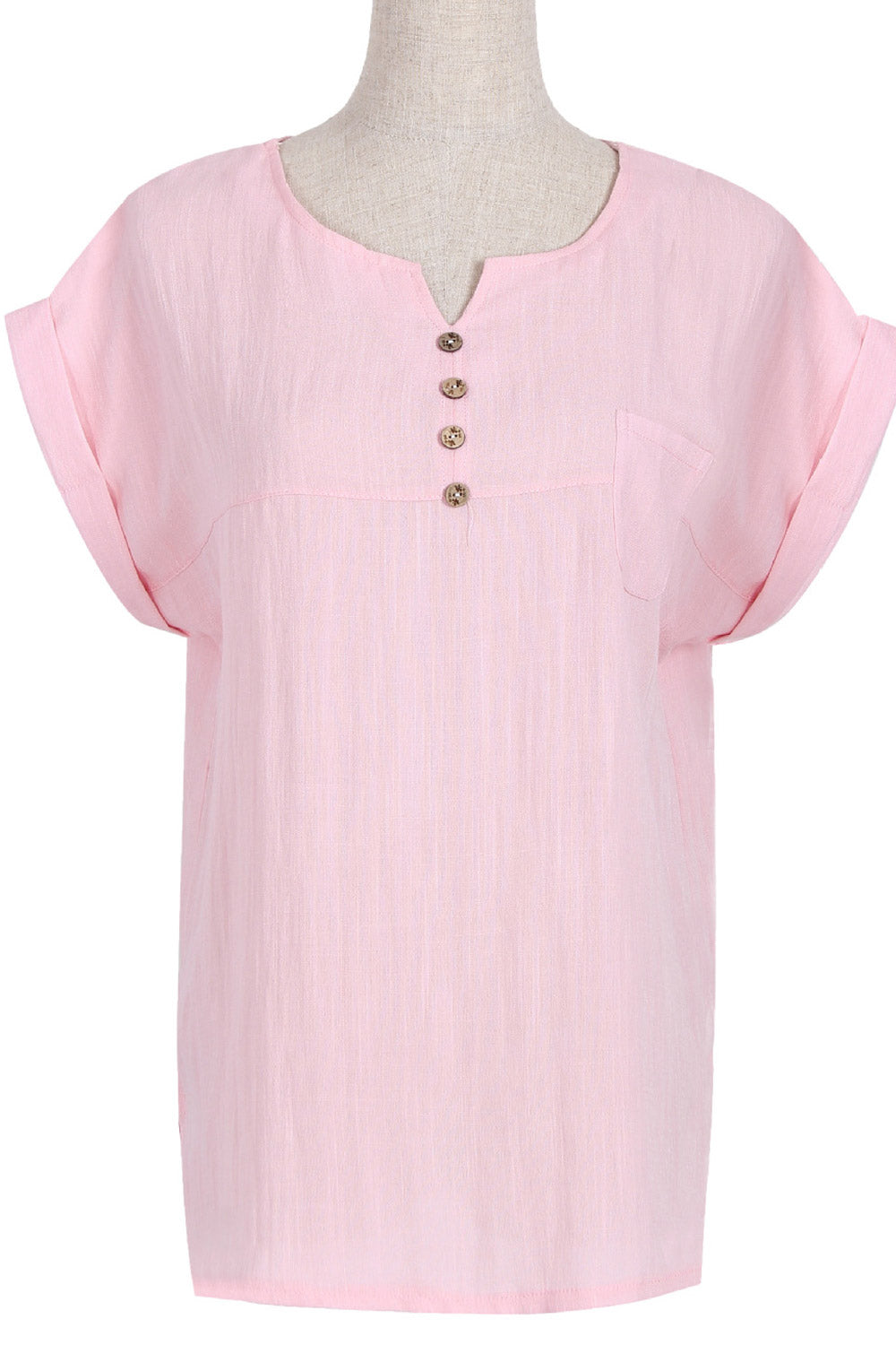 Women Loose Chest Pocket Fashion Top