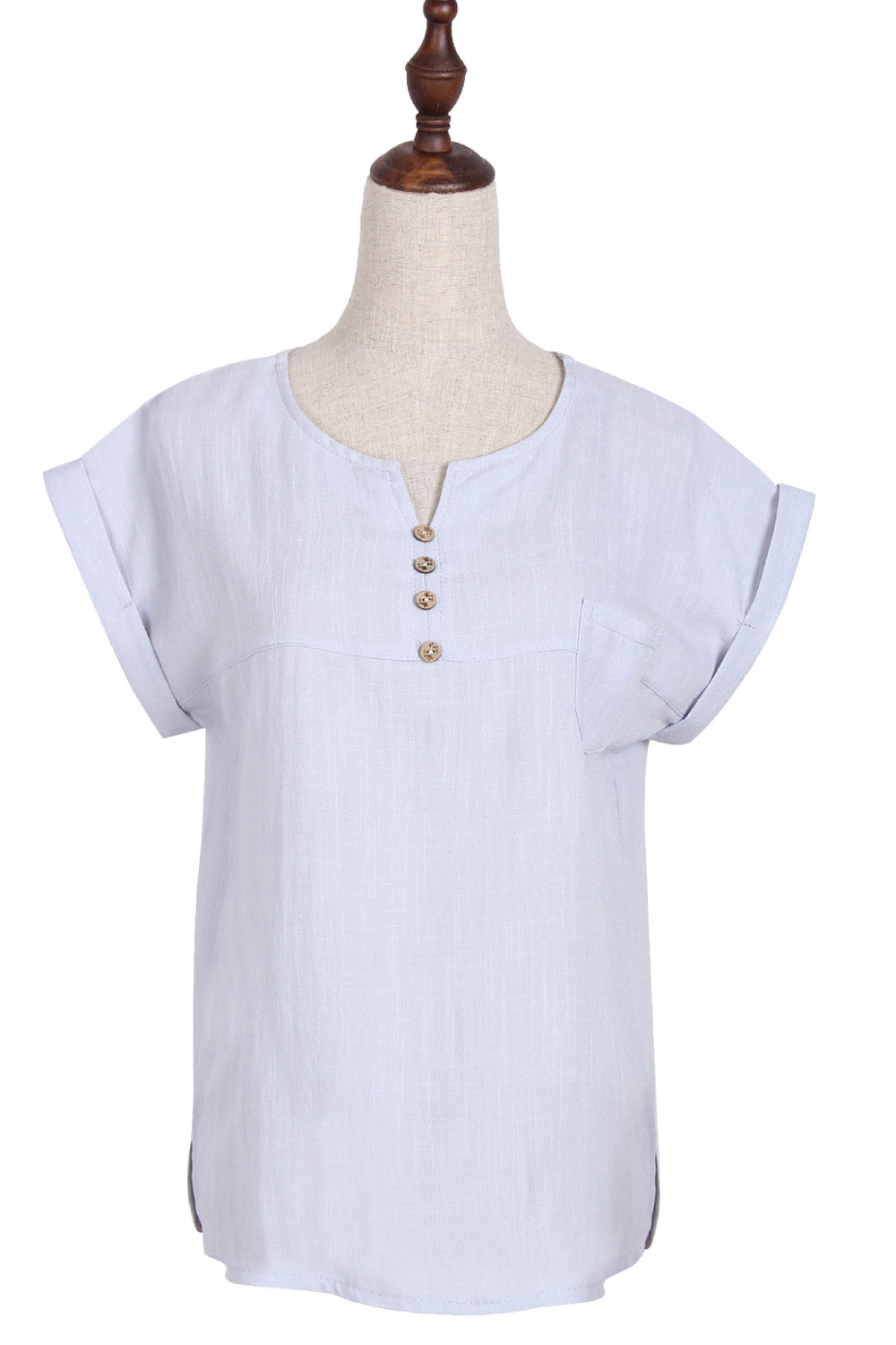 Women Loose Chest Pocket Fashion Top