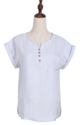 Women Loose Chest Pocket Fashion Top