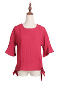Women Trumpet Sleeve Tie Hem Fashion Blouse