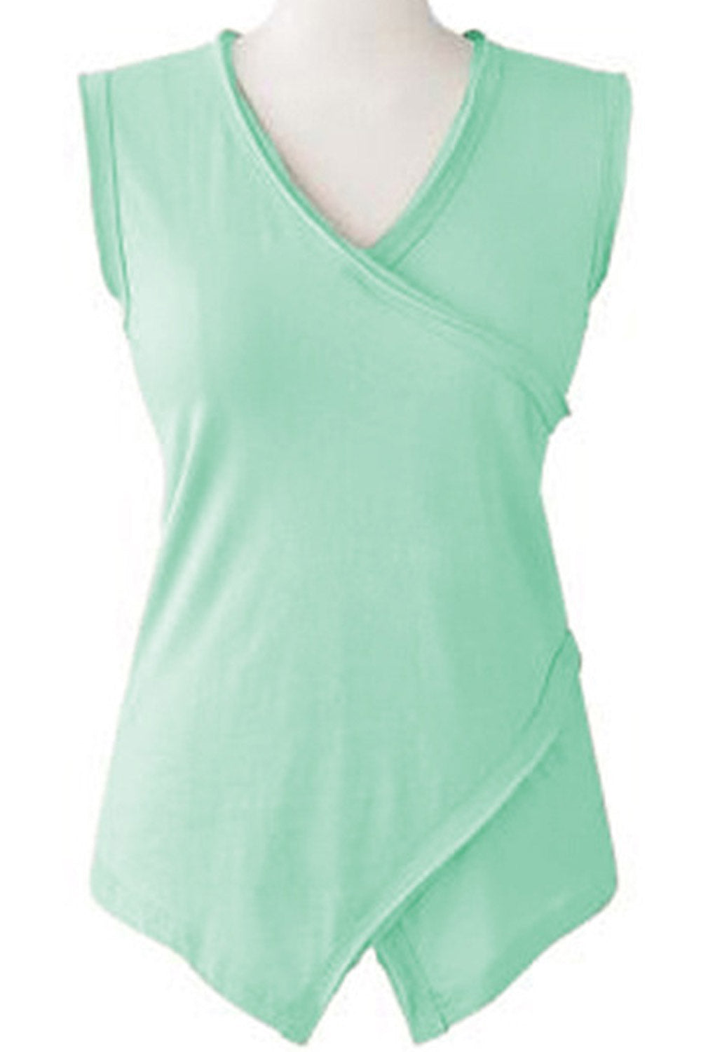 Women Wrap V-Neck Irregular Hem Top