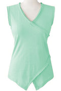 Women Wrap V-Neck Irregular Hem Top