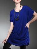 Women Round Neck Bat Sleeve Chiffon Dress
