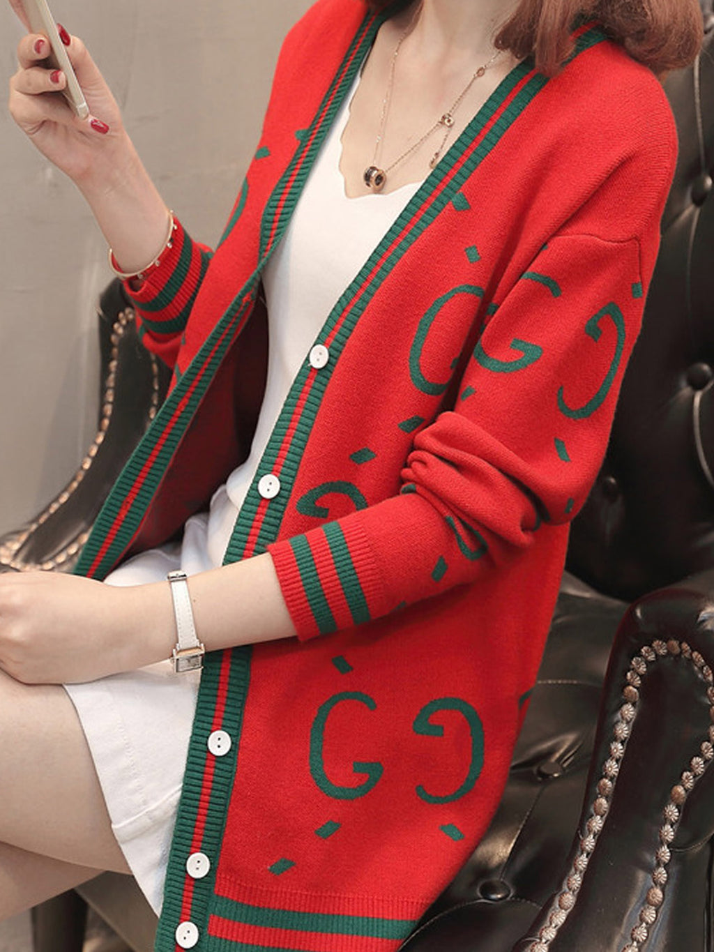 Women Printed Button Down Warm Sweater