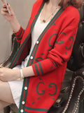 Women Printed Button Down Warm Sweater