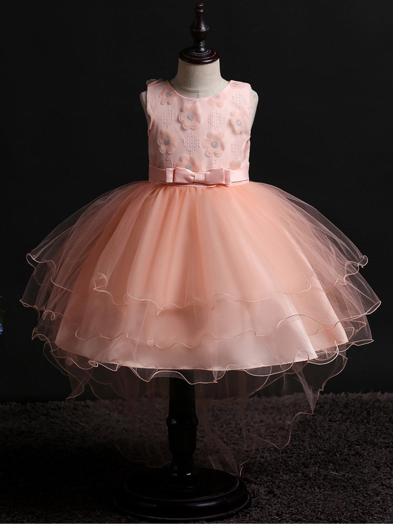 Kids Girls Flower Bust Sleeveless Beautiful Dress