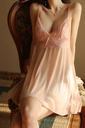 Women Easy Straped Shoulder Relax Fit Awesome Lace Pattern Summer Night Wear Lingerie