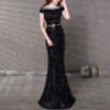 Women Boat Neck Small Sleeve Sequin Wedding Dress