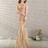 Women Boat Neck Small Sleeve Sequin Wedding Dress