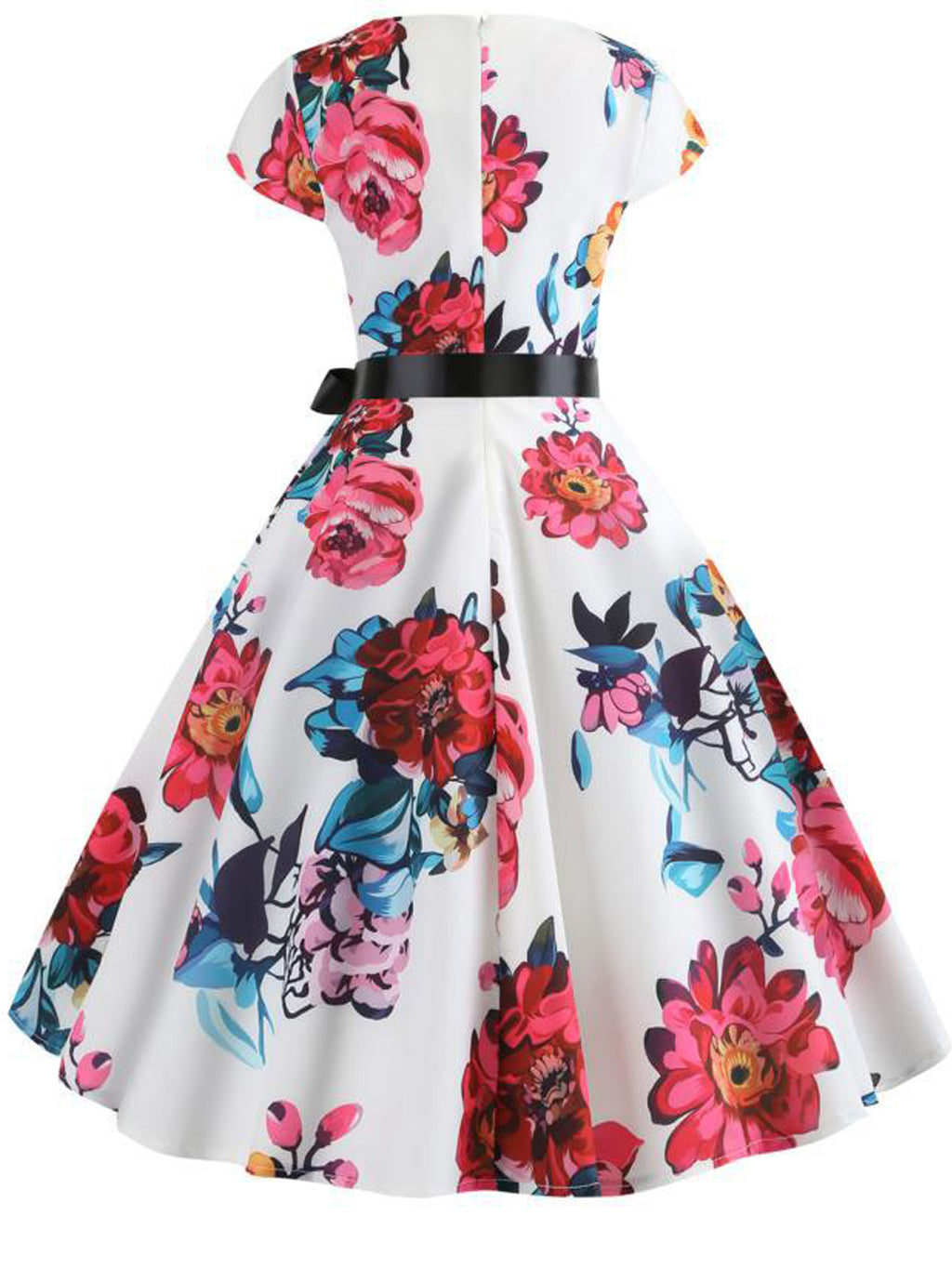 Women Fashion Floral Printed Small Sleeve Dress