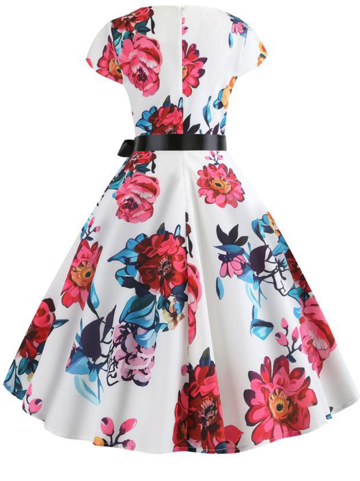 Women Fashion Floral Printed Small Sleeve Dress