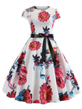 Women Fashion Floral Printed Small Sleeve Dress