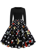 Women Round Neck Printed Skirt Relaxing Dress