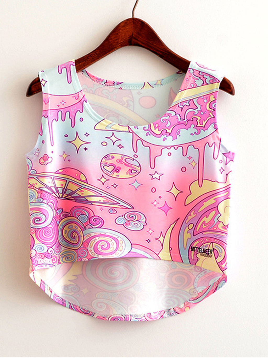 Women Sleeveless Irregular Hem Printed Camisole Top