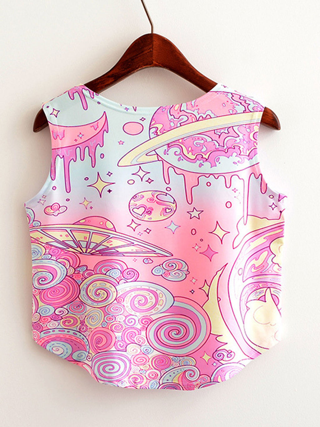 Women Sleeveless Irregular Hem Printed Camisole Top