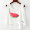 Women Round Neck Watermelon Printed Cropped Camisole Top