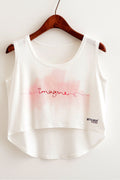 Women Letter Printed Sleeveless Irregular Camisole Top