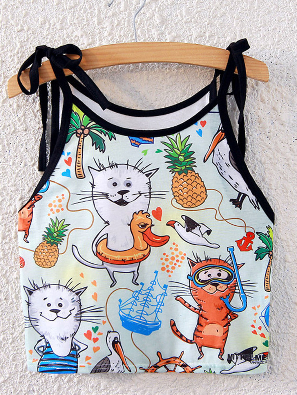 Women Tie Straps Printed Summer Camisole Top