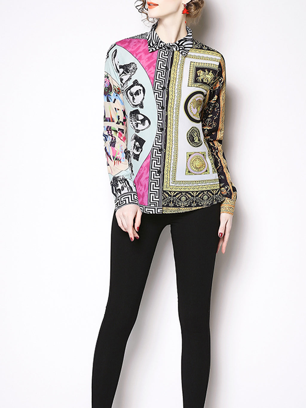 Women Fashion Long Sleeve Button Down Shirt