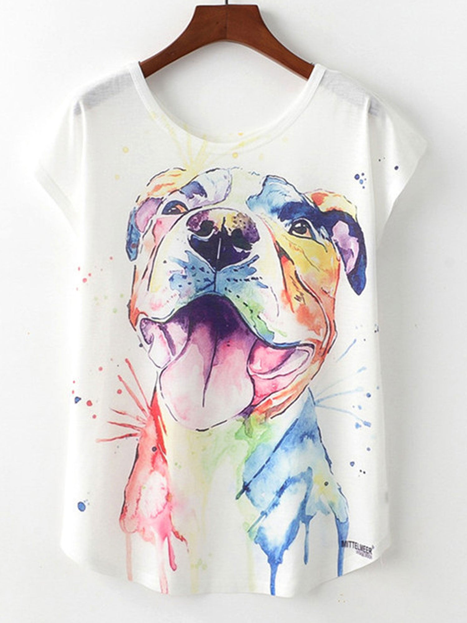 Women Loose Dog Printed All Comfort Summer T-Shirt