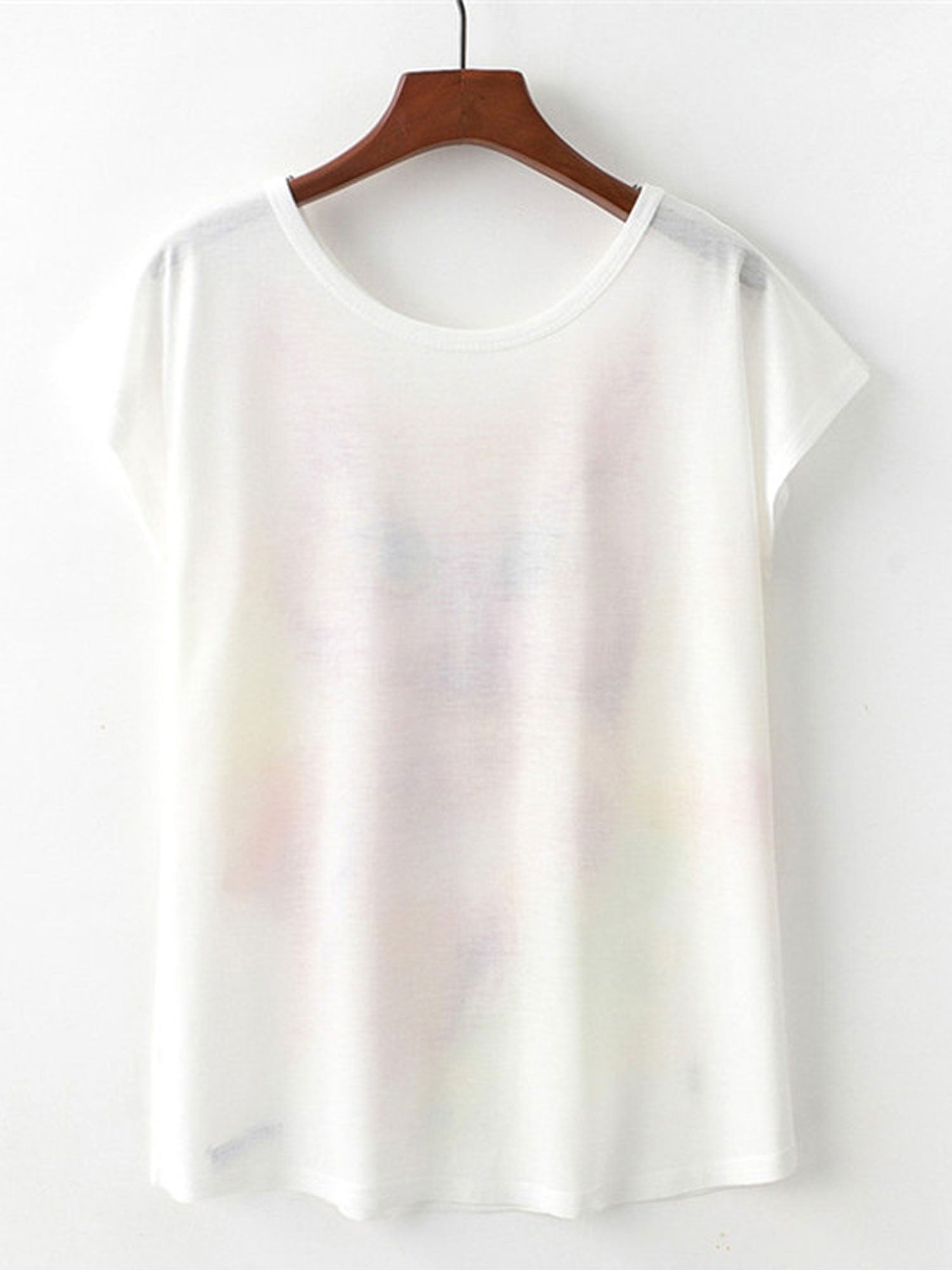 Women Round Neck Flower Bloom Loose T-Shirt