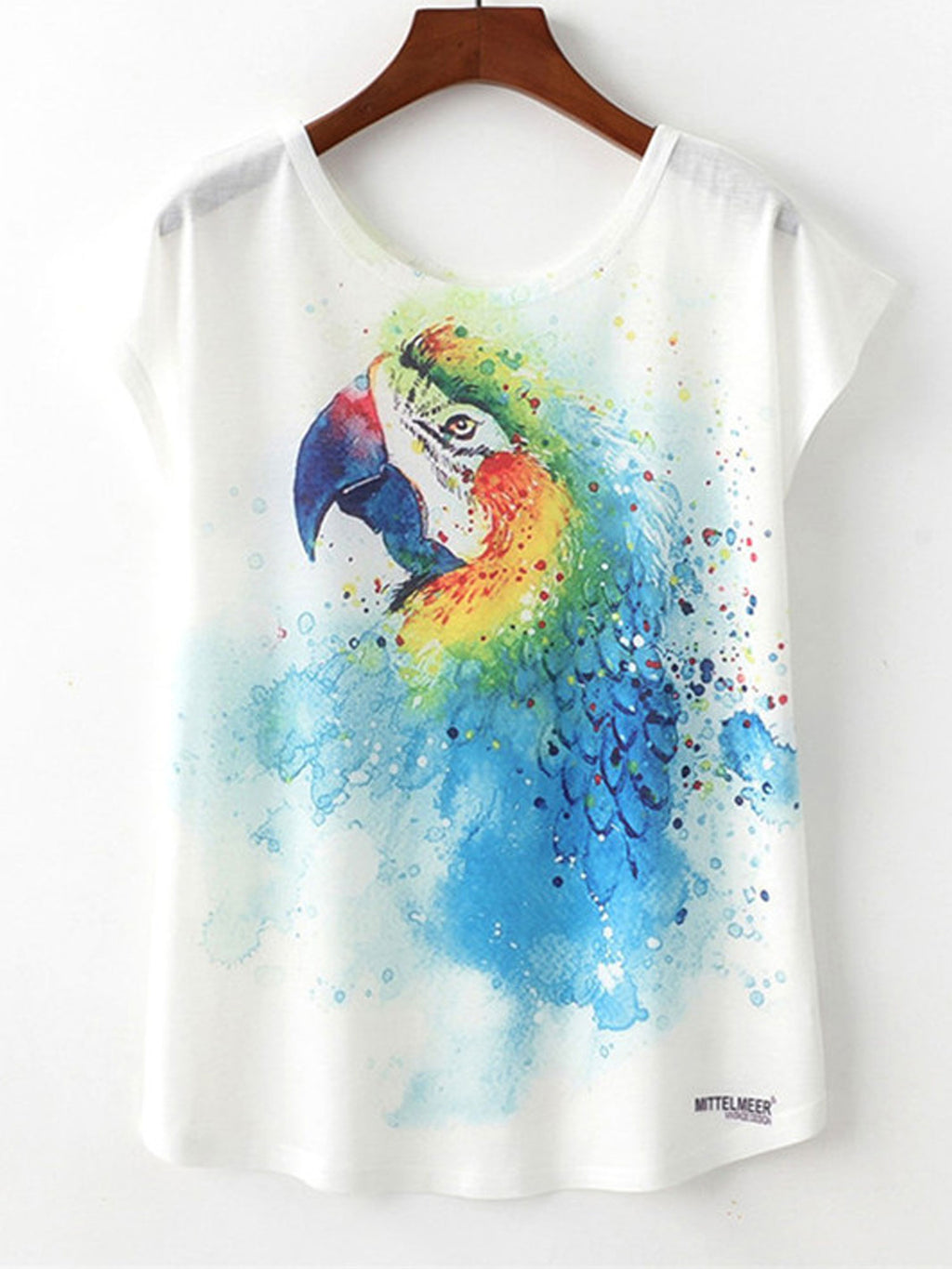 Women Summer Loose Parrot Printed T-Shirt