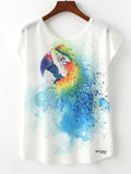 Women Summer Loose Parrot Printed T-Shirt