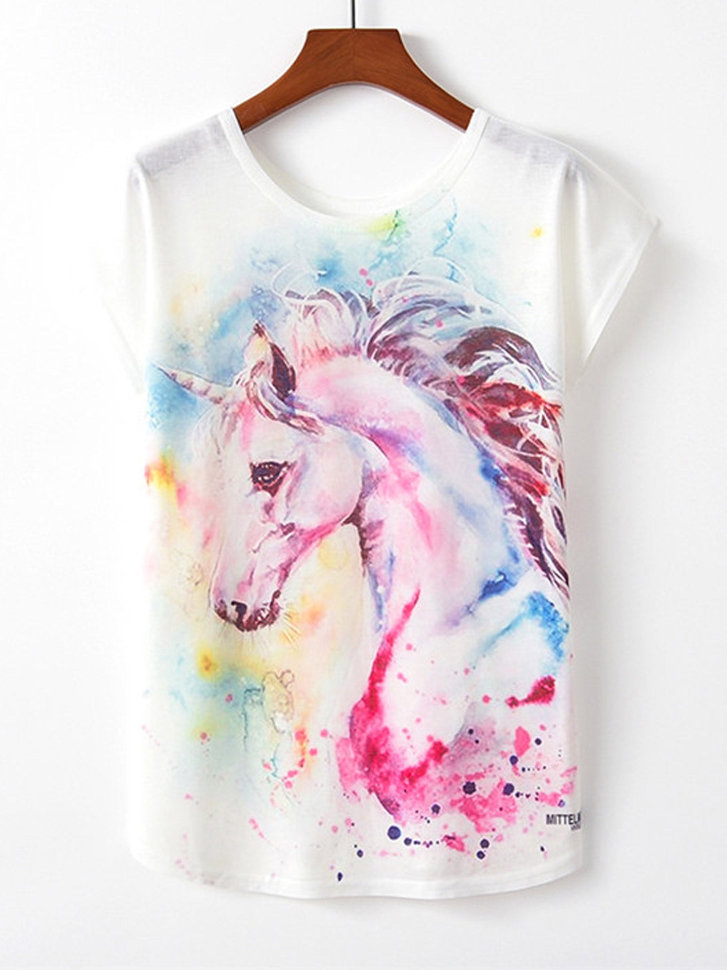 Women Elegant Loose Shape Round Neck T-Shirt
