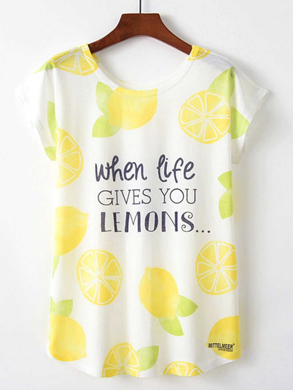 Women Cute Lemon Printed Loose Summer T-