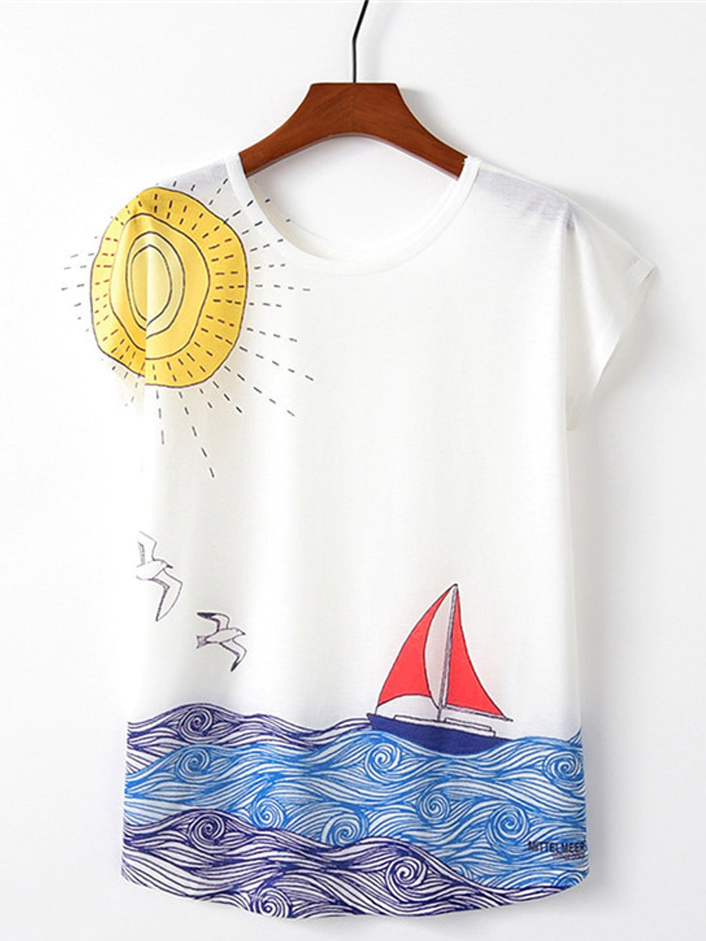 Women Printed Pattern Round Neck Restfull T-Shirt