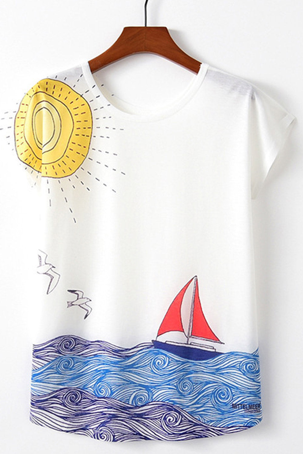 Women Printed Pattern Round Neck Restfull T-Shirt