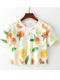 Women Fashion Orange Printed Short Sleeve Top