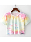 Women Rainbow Printed Round Neck T-Shirt