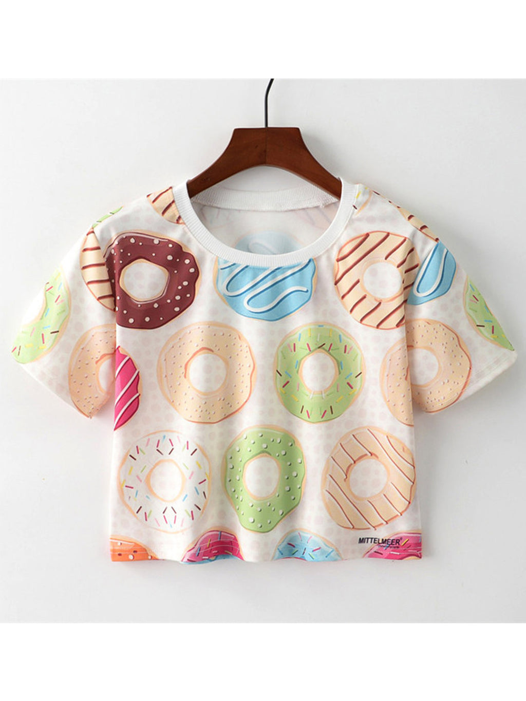 Women Donuts Printed Cute Short Sleeve Top