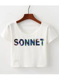 Women Graphic Round Neck Short Loose Top