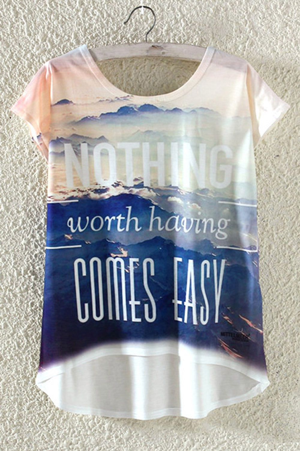 Women Beautiful Print Loose Irregular T-Shirt