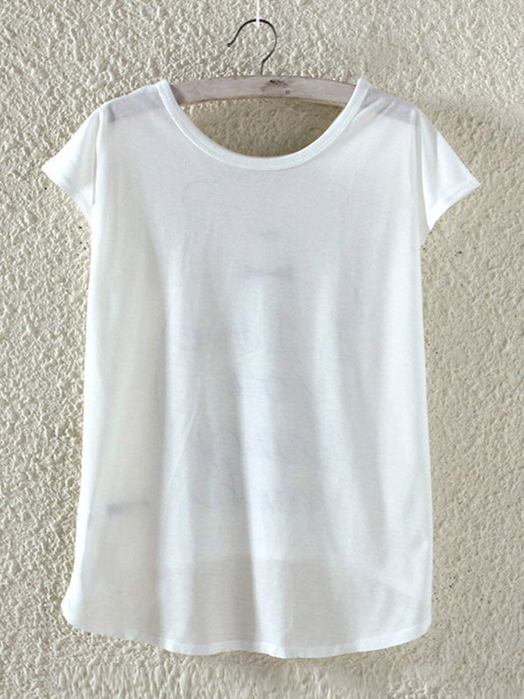 Women Beautiful Print Loose Irregular T-Shirt