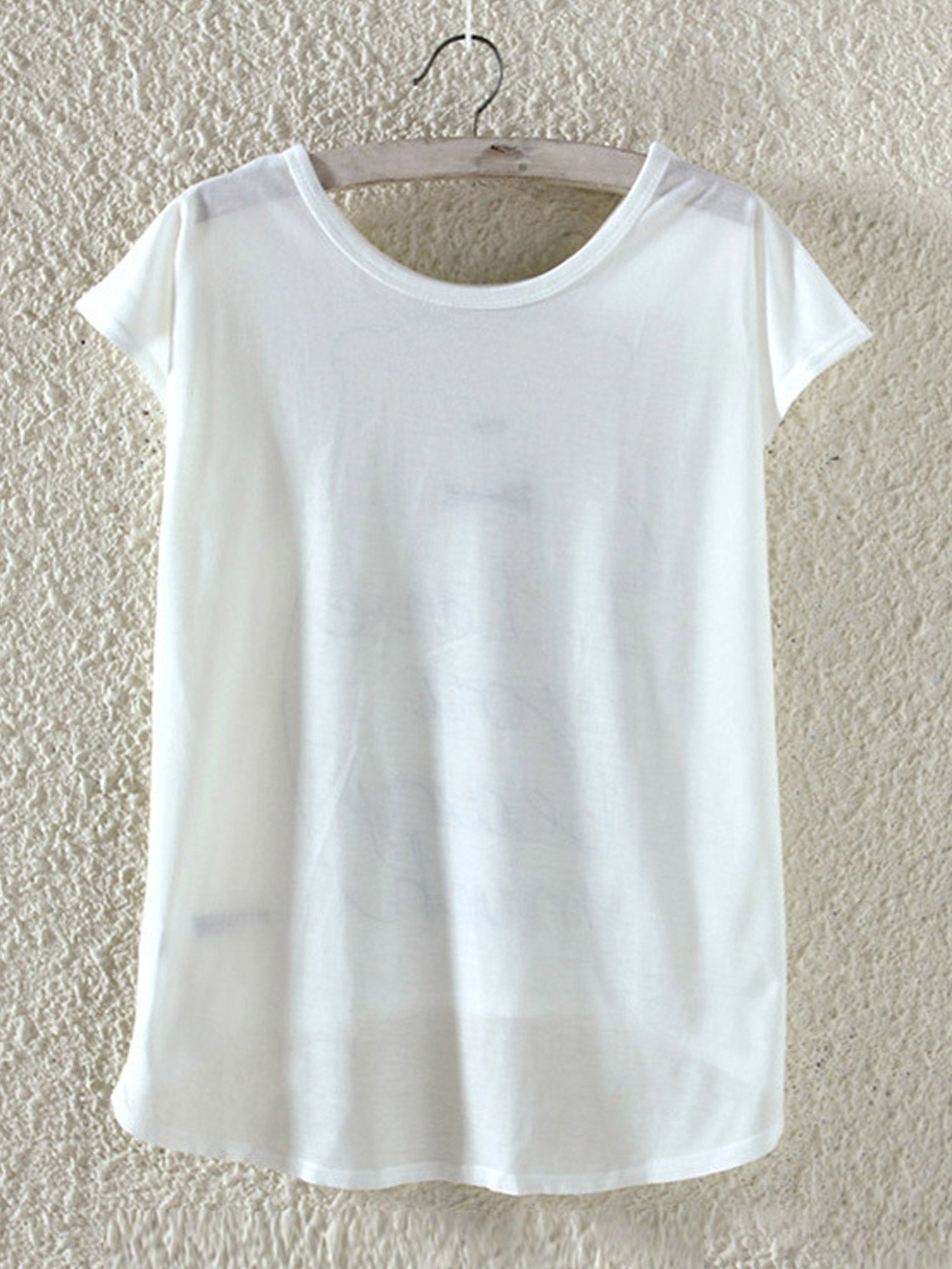 Women Beautiful Print Loose Irregular T-Shirt