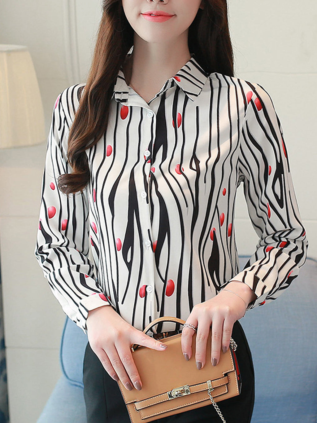 Women Printed Collar Neck Fashion Shirt