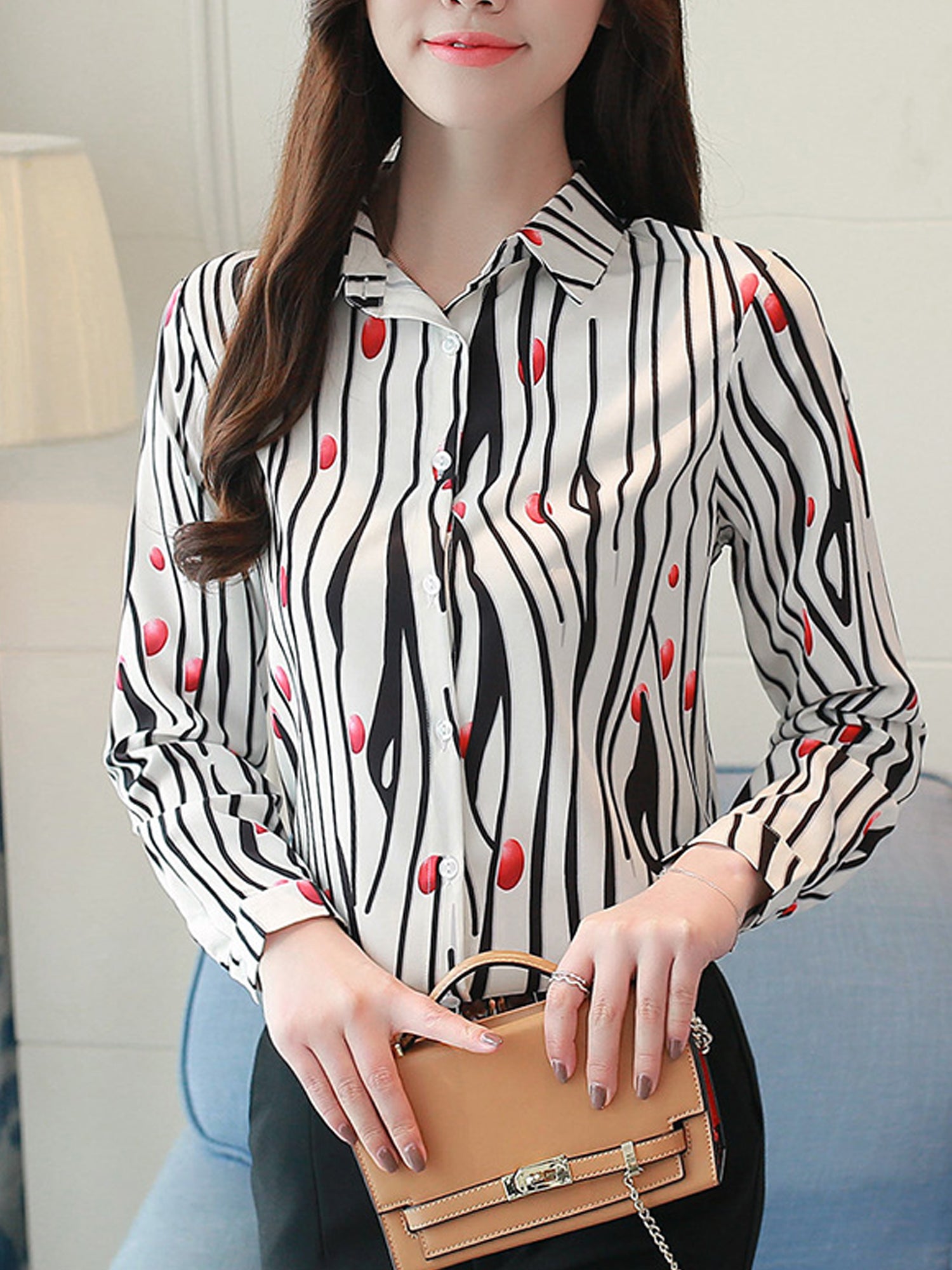 Women Printed Collar Neck Fashion Shirt