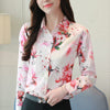 Women Flower Printed Long Sleeved Shirt