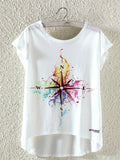 Women Printed Loose Shape Small Sleeve T-Shirt