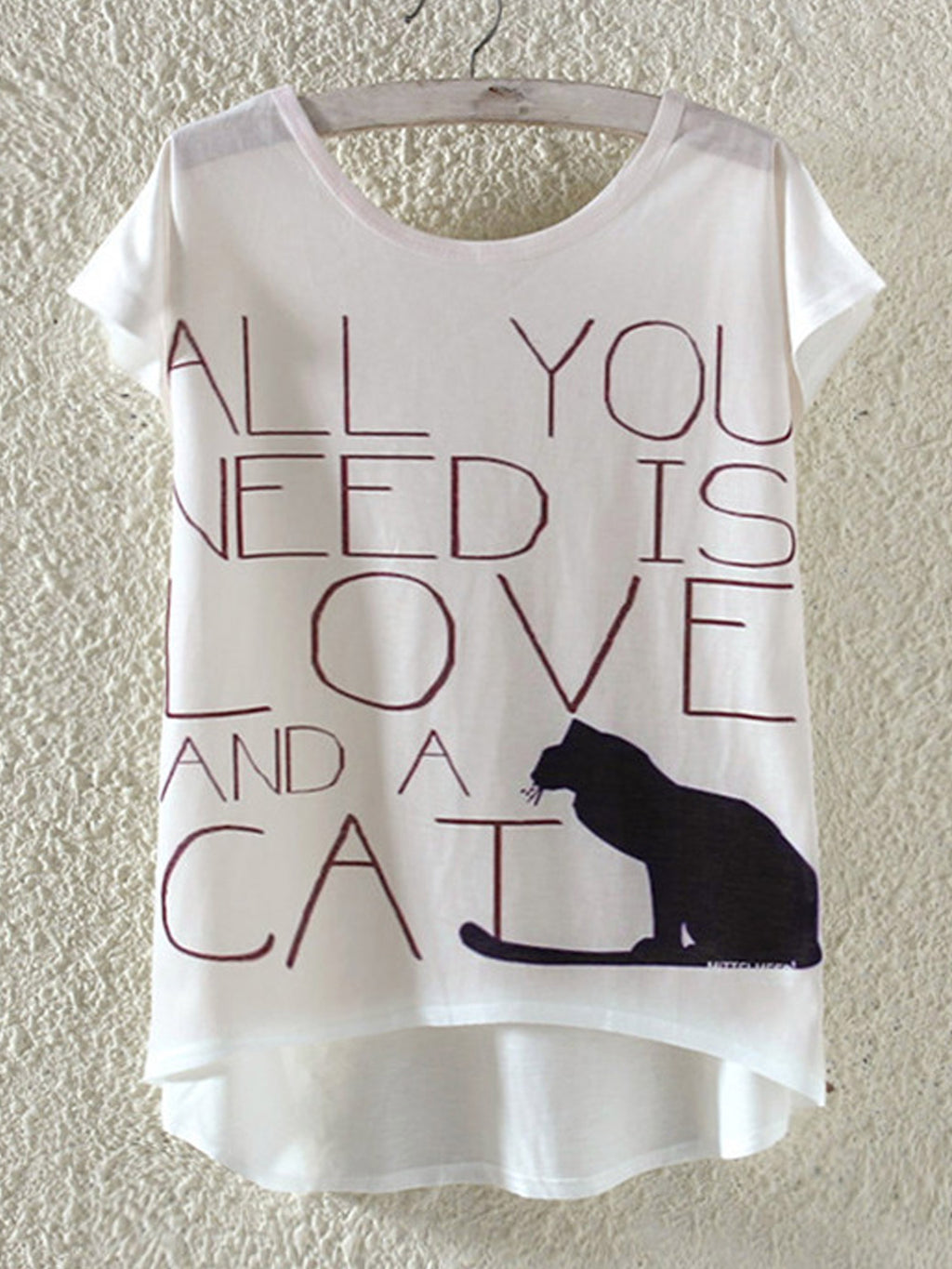 Women Graphic Design Irregular Hem Loose T-Shirt