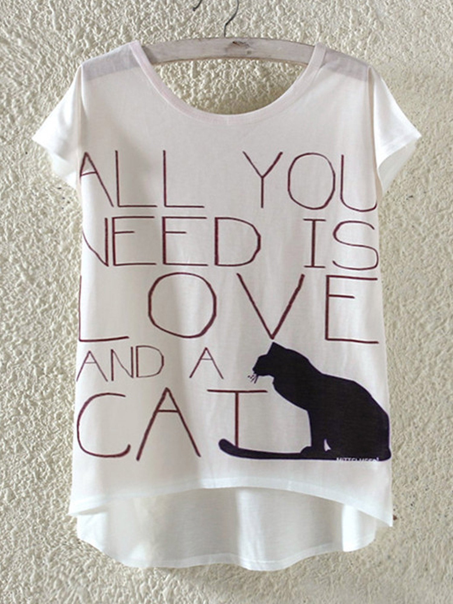 Women Graphic Design Irregular Hem Loose T-Shirt