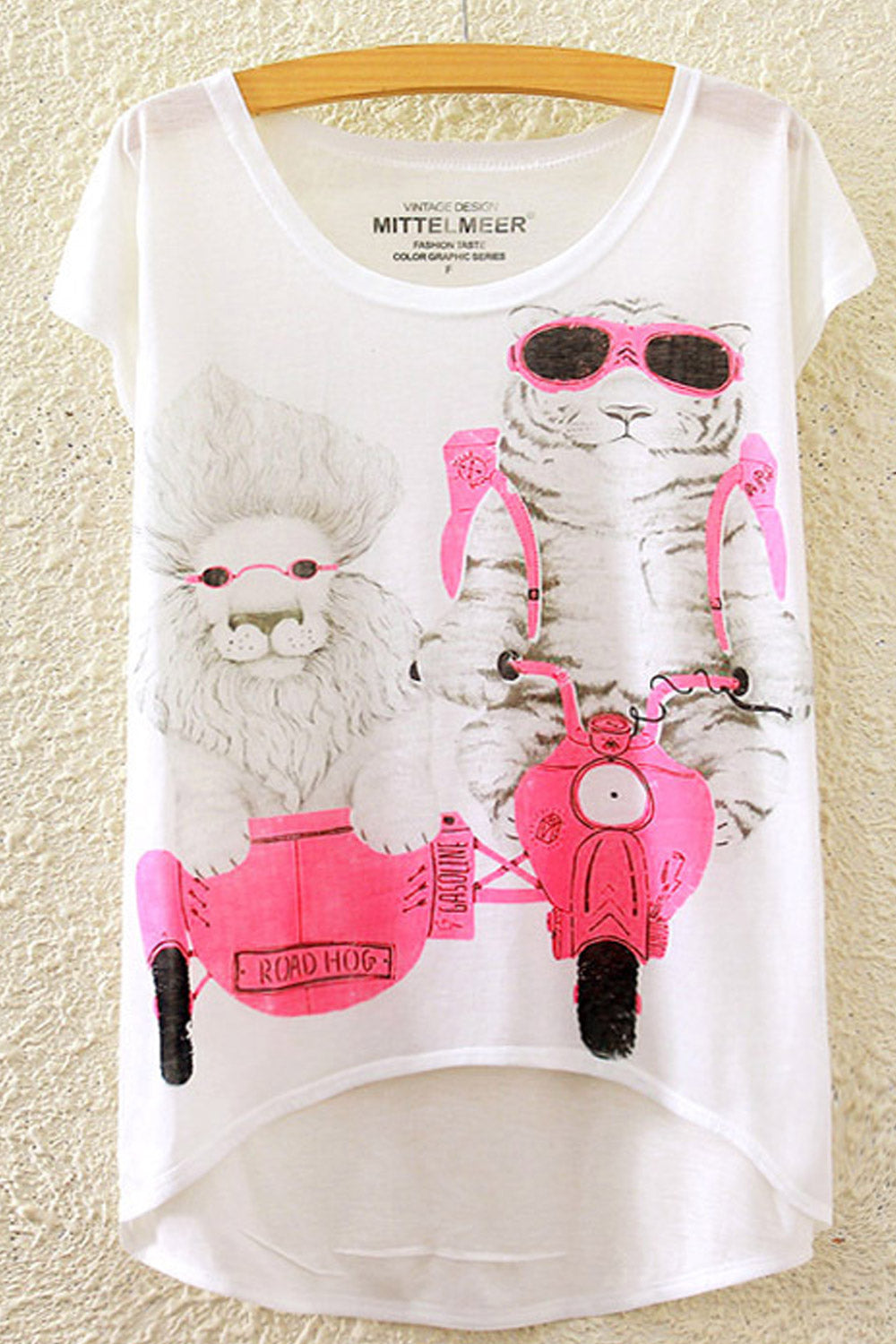 Women Small Sleeve High Low Hem T-Shirt
