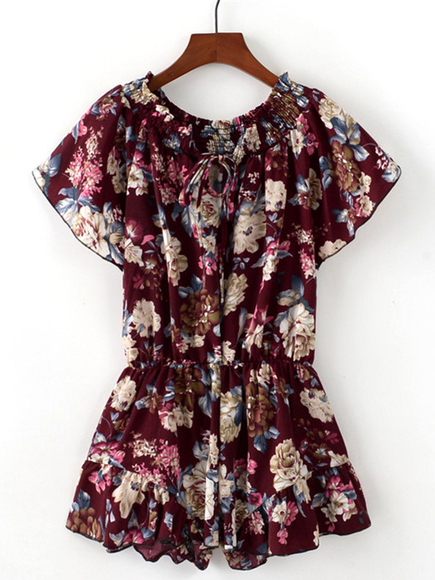 Women Elasticated Round Neck Ruffled Top