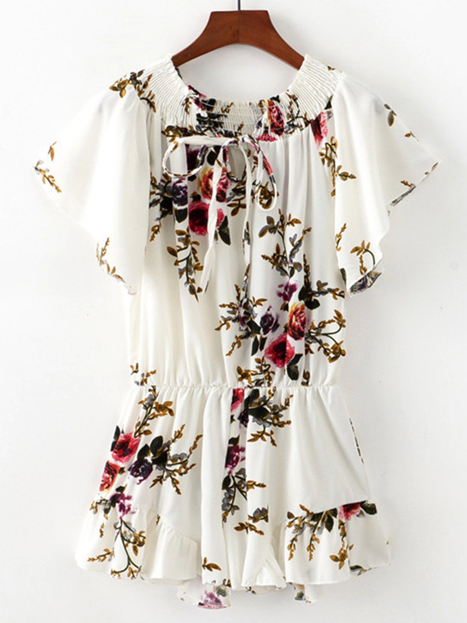 Women Elasticated Round Neck Ruffled Top